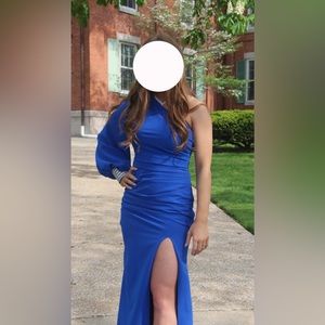 Royal Blue Single Sleeve Prom Dress